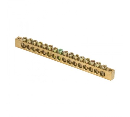 Шина PEN "ноль-земля" (8х12мм) 16 отверстий латунь крепеж по краям EKF PROxima  sn0-125-16-k  EKF