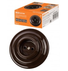 Розетка скрытой установки фарфоровая 2П 10А 250В коричневая "Болонь"  SQ1820-0421  TDM