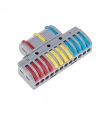 Клемма СМК 3х4 проходная разветвительная 3 полюса, с монтажной площадкой (1 ввод, 4 вывода на полюс) (10 шт/уп)  07-5248  REXANT
