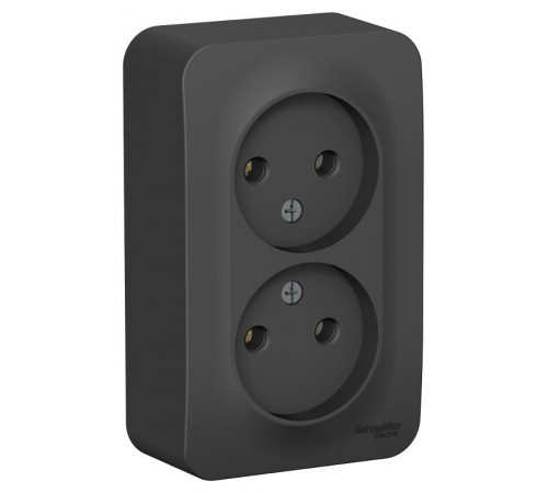 Blanca Антрацит О/У с изолирующей пластиной Розетка 2-ая без заземления без шторок 16А, 250В  BLNRA000216  SE
