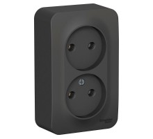 Blanca Антрацит О/У с изолирующей пластиной Розетка 2-ая без заземления без шторок 16А, 250В  BLNRA000216  SE