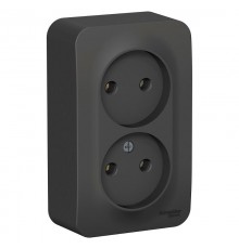 Blanca Антрацит О/У с изолирующей пластиной Розетка 2-ая без заземления без шторок 16А, 250В  BLNRA000216  SE