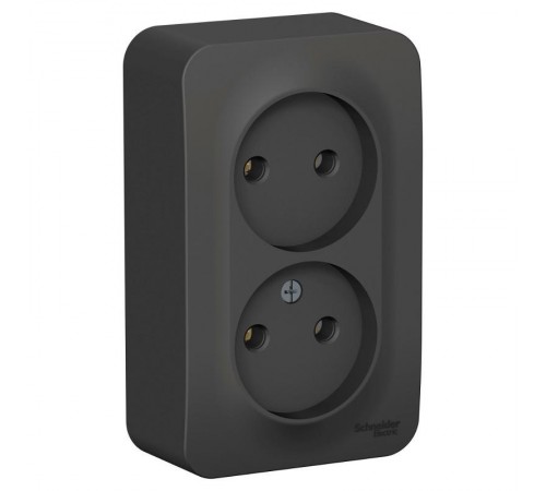 Blanca Антрацит О/У с изолирующей пластиной Розетка 2-ая без заземления без шторок 16А, 250В  BLNRA000216  SE