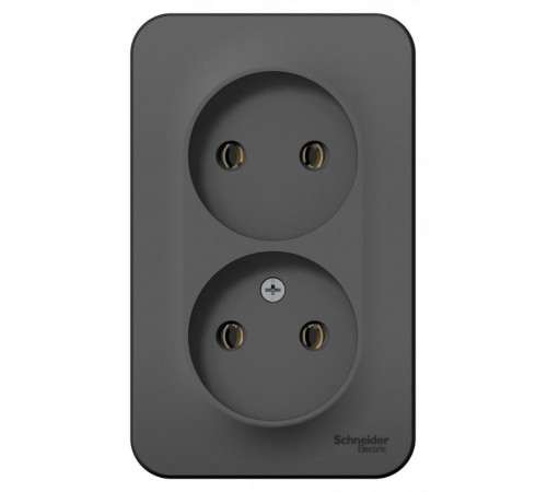 Blanca Антрацит О/У с изолирующей пластиной Розетка 2-ая без заземления без шторок 16А, 250В  BLNRA000216  SE