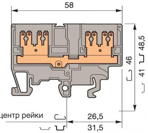 Клемма M2,5/6.4G.1 2 quick connect (fast on) 6,3x0,8 мм или 2,8х0,8 мм, вертикальные  1SNA115280R2000  TE