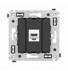 Телефонная розетка RJ-12 без шторки в стену одинарная, "Avanti", "Черный матовый"  4412613  DKC