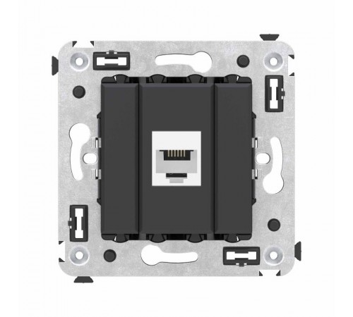 Телефонная розетка RJ-12 без шторки в стену одинарная, "Avanti", "Черный матовый"  4412613  DKC