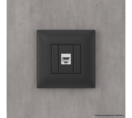 Телефонная розетка RJ-12 без шторки в стену одинарная, "Avanti", "Черный матовый"  4412613  DKC