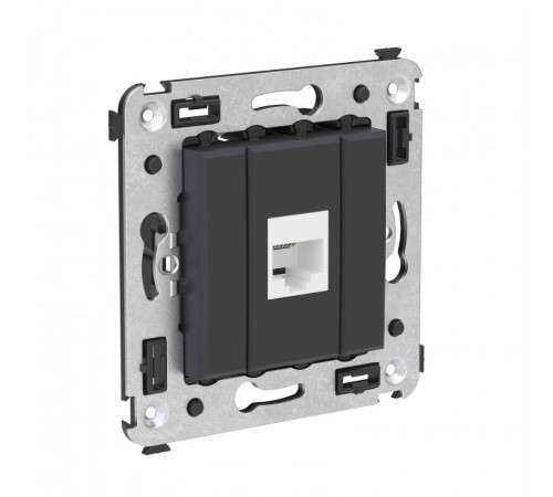 Телефонная розетка RJ-12 без шторки в стену одинарная, "Avanti", "Черный матовый"  4412613  DKC