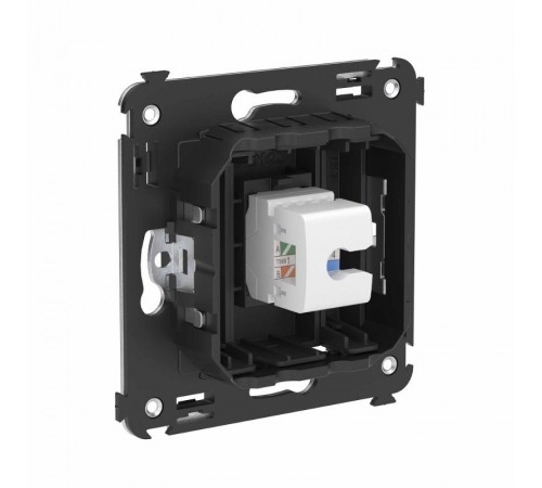 Телефонная розетка RJ-12 без шторки в стену одинарная, "Avanti", "Черный матовый"  4412613  DKC