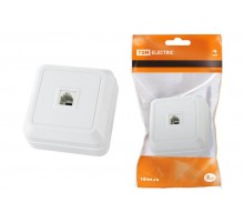 Розетка TФ (RJ-11) открытой установки IP20, белая "Ладога"   SQ1801-0021  TDM