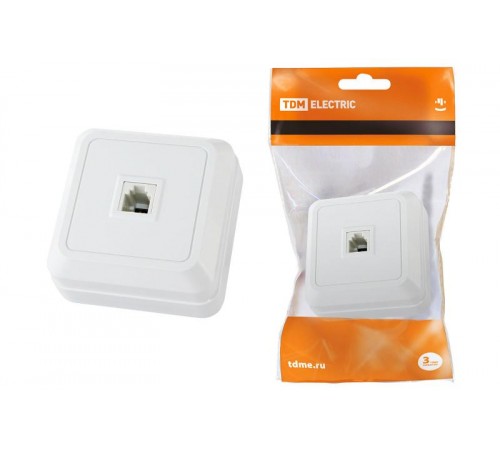 Розетка TФ (RJ-11) открытой установки IP20, белая "Ладога"   SQ1801-0021  TDM