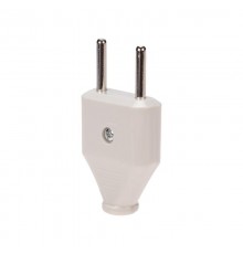 Вилка прямая без з/к 6А плоская белая  11-8946  REXANT