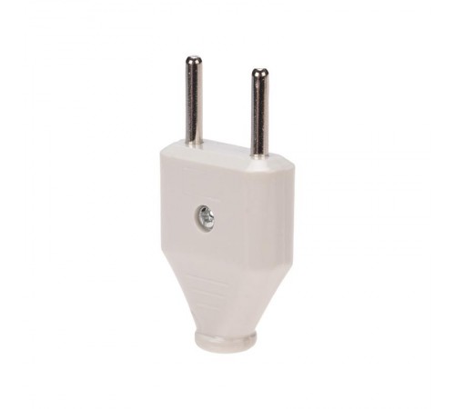 Вилка прямая без з/к 6А плоская белая  11-8946  REXANT