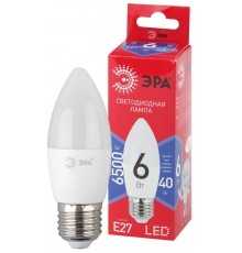Лампа светодиодная ЭКО LED B35-6W-865-E27 R (диод, свеча, 6Вт, хол, E27)  Б0045340  ЭРА