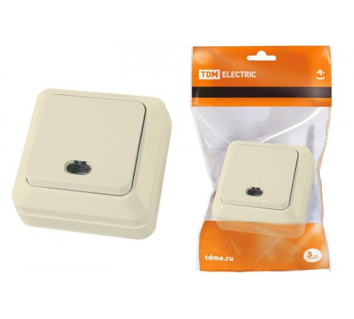 Выключатель 1-кл. открытой установки с подсветкой IP20 10А, сл. кость "Ладога"   SQ1801-0010  TDM