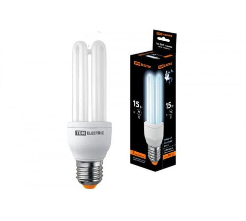 Лампа энергосберегающая КЛЛ  15Вт Е27 840 U образная 3U 41х141мм  SQ0323-0043  TDM
