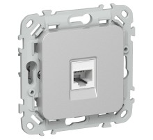 FLITE Розетка телефонная RJ11 кат.3 РТ3-1-ФлА алюминий  FI-T10-K47  IEK