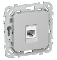 FLITE Розетка телефонная RJ11 кат.3 РТ3-1-ФлА алюминий  FI-T10-K47  IEK