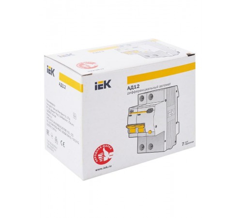 Выключатель автоматический дифференциального тока АД12 2п 63А C 300мА тип AC (3 мод)  MAD10-2-063-C-300  IEK