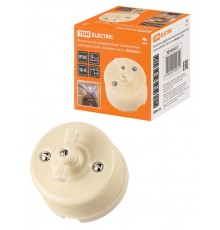 Выключатель фарфоровый поворотный перекрёстный с ручкой (бантик) 10А сл. кость "Болонь"  SQ1820-0317  TDM