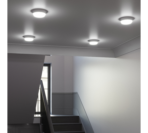 Светильник светодиодный пылевлагозащищенный для ЖКХ HALL круг 12W 980lm 6500K 200-240V IP40 D135*32мм белый LED 1/40  193411312  Gauss