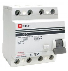 Выключатель дифференциальный (УЗО) ВД-100 4п 16А 30мА (тип АС, эл-мех) PROximа  elcb-4-16-30-em-pro  EKF (замена - E1046M1630)