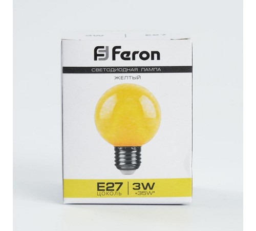 Лампа светодиодная LB-371 Шар E27 3W желтый  25904  Feron