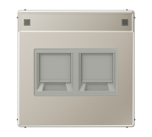 Плата (фиксация защёлкиванием) с полем для надписи для двух модулей; металл; нержавеющая сталь ES1969-2NAAT Jung