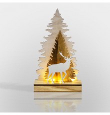 Деревянная фигурка с подсветкой "Елочка с оленем" 18*7*29 см  504-001  NEON-NIGHT
