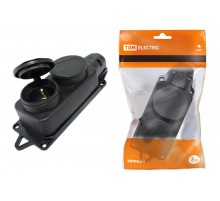 Розетка двухместная с заглушками каучук 2Р+РЕ 16А 250В IP44  SQ0612-0010  TDM