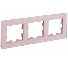 BRITE Рамка 3-ая РУ-3-2-Бр стекло розовый матовый  BR-M32-G-31-K14  IEK