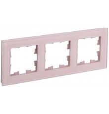 BRITE Рамка 3-ая РУ-3-2-Бр стекло розовый матовый  BR-M32-G-31-K14  IEK