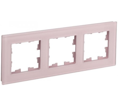 BRITE Рамка 3-ая РУ-3-2-Бр стекло розовый матовый  BR-M32-G-31-K14  IEK