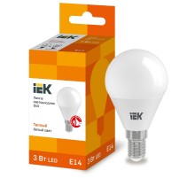 Лампа светодиодная LED 3Вт Е14 220В 3000К G45 шар  LLE-G45-3-230-30-E14  IEK
