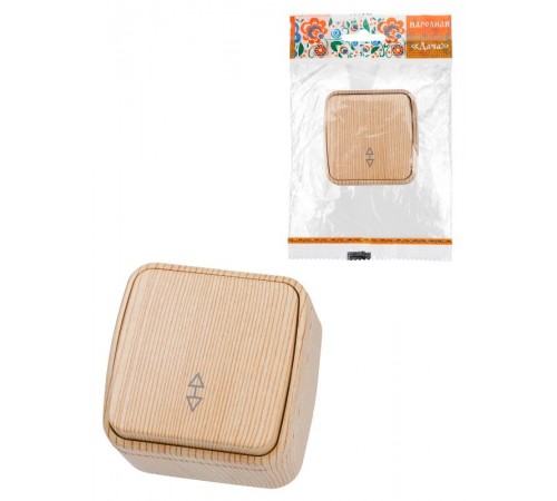 Переключатель на 2 направления 1-кл. открытой установки IP20 10А, сосна "Дача" Народная  SQ1824-0053  TDM