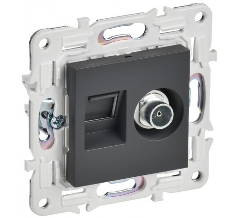 SKANDY Розетка двойная TV+RJ45 кат.5E SK-A14T титан  SK-AK20-1-K48  IEK