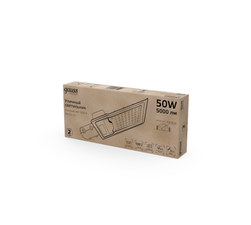 Светильник светодиодный консольный уличный Avenue 50W 5000lm 5000K 190-250V IP65 355*155*57мм черный КСС "Д"  629536350  Gauss