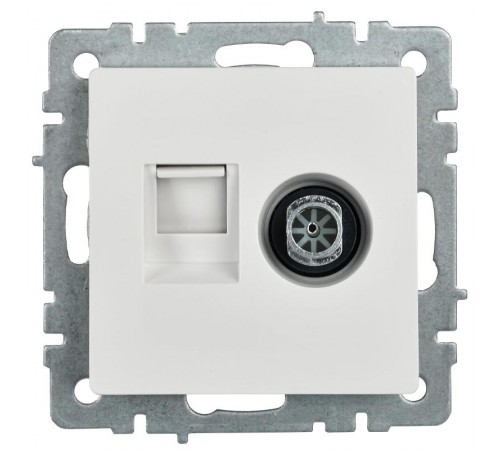 BRITE Розетка двойная TV+RJ45 кат.5E РТВ/РК12-БрБ белый  BR-AK20-1-K01  IEK