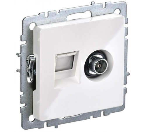 BRITE Розетка двойная TV+RJ45 кат.5E РТВ/РК12-БрБ белый  BR-AK20-1-K01  IEK