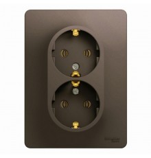 Glossa Шоколад Розетка 2-ая с заземлением, 16А (в сборе)  GSL000824  SE
