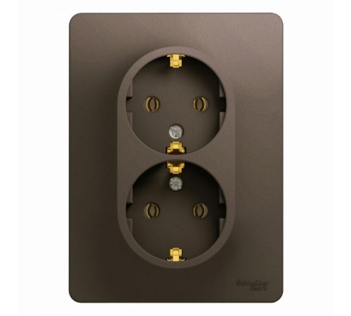 Glossa Шоколад Розетка 2-ая с заземлением, 16А (в сборе)  GSL000824  SE