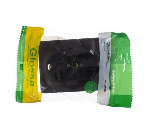 Glossa Шоколад Розетка 2-ая с заземлением, 16А (в сборе)  GSL000824  SE