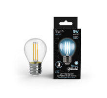 Лампа светодиодная LED 5Вт E27 220В 4100К шар  105802205  Gauss