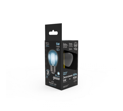 Лампа светодиодная LED 5Вт E27 220В 4100К шар  105802205  Gauss