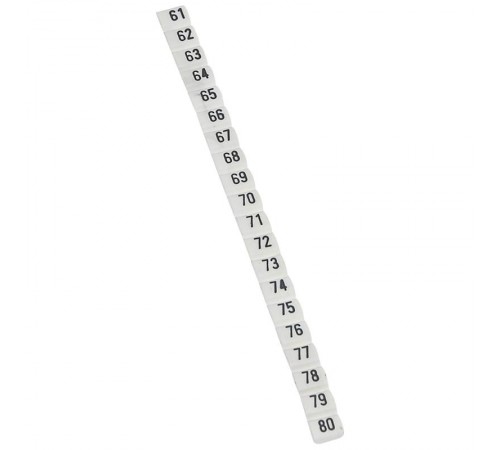 Маркер CAB 3 - для клемм и кабелей 1,5-2,5 мм - чёрные цифры на белом фоне - цифры 61-80  038163  Legrand