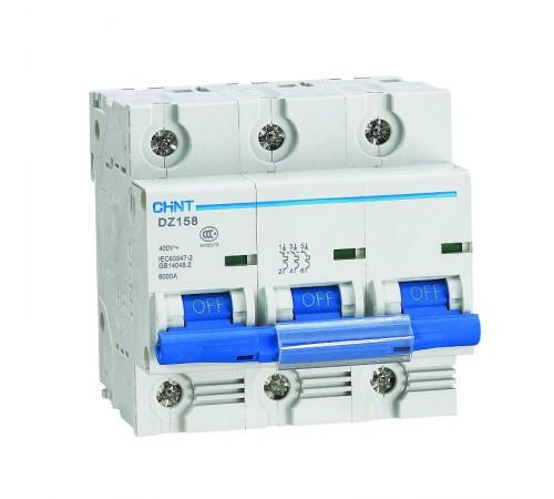 Выключатель автоматический трехполюсный DZ158-125H 3P 63A 10kA х-ка (8-12In) (R)  158094  CHINT