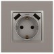 Розетка Elegance 14-4109-16 2P+E 16A-250В, штор. с 2xUSB 5В-3А, титан  Б0065775  ЭРА
