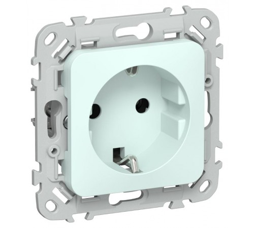 FLITE Розетка с заземлением без шторок быстрозажимные клеммы 16А РС11-1-ФлХЛ холодный лед  FI-R11-16-1-K94  IEK