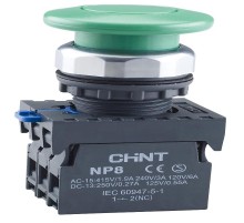 Кнопка управления "Грибок" 60мм NP8-10M/23 без подсветки, самовозв., зелен., 1НО, IP65 (R)  578656  CHINT